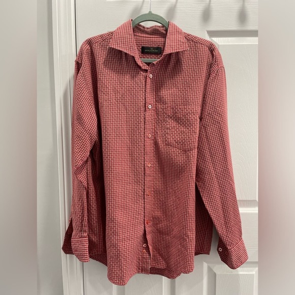 BUGATCHI UOMO Men's Red Checkered Button Down Size Large - Picture 1 of 4